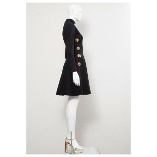 Rare vintage early 1990s black CHRISTIAN DIOR ussr uniform embellished dress 7