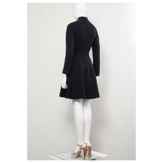 Rare vintage early 1990s black CHRISTIAN DIOR ussr uniform embellished dress 8