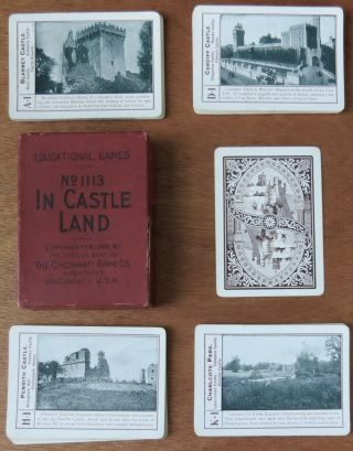 Antique ©1896 Card Game Of In Castle Land - Cincinnati Game Co 1113 - 52 Castles