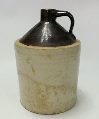 Vintage 2 Gallon Stoneware Moonshine Whiskey Jug Crock - Brown Glazed On Beige