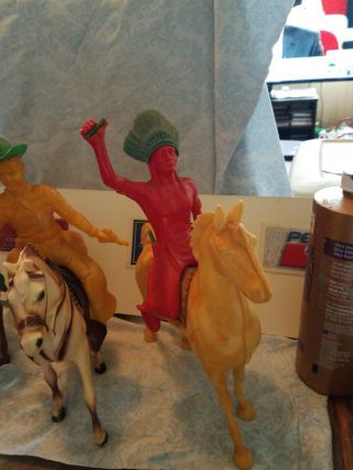 50s - 60s Unique western Cowboy Cowgirl and Indian unpainted 1horse painted Lido 2