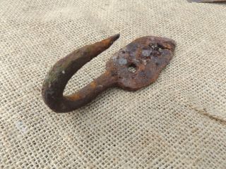 Large Vintage Blacksmith Made Wrought Iron Rustic Farm Hook.