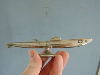 Vintage World War Two Submarine Uss Searaven - Nickle Plated Brass Desk Ornament