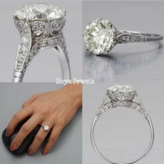 Certified 9 Mm Off White Moissanite Diamond Engagement Vintage Ring 14k Gold