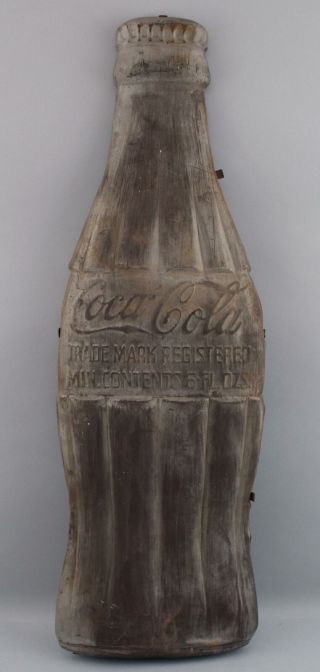 RARE Large 37inch Antique 1930s Pressed Steel Coca - Cola Bottle Sign,  NR 2