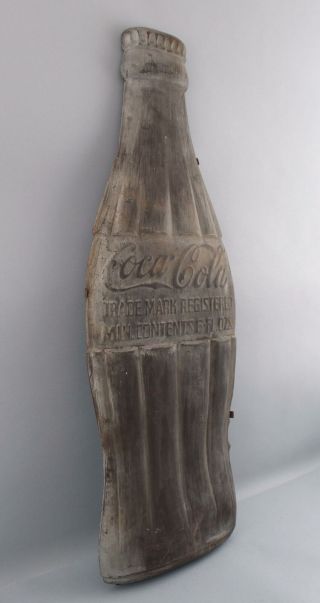 RARE Large 37inch Antique 1930s Pressed Steel Coca - Cola Bottle Sign,  NR 7