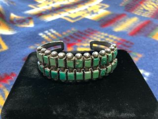 Vintage Navajo Silver And Turquoise Cuff Bracelet