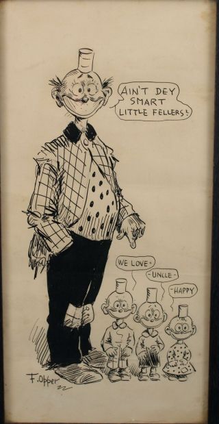 Orig Antique FREDERICK OPPER Happy Hooligan Cartoon Comic Illustration Drawing 3