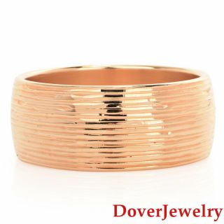 Italian Milor 14K Rose Gold Engraved Cuff Bangle Bracelet 44.  6 Grams NR 2