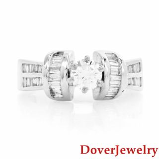 Estate Diamond 14k White Gold Engagement Ring 5.  8 Grams Nr