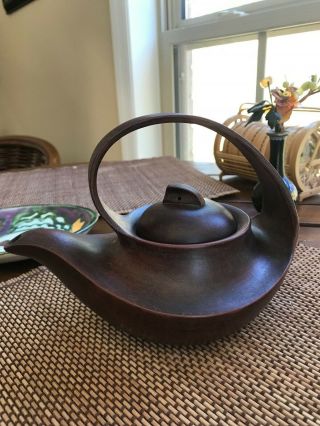 Chinese Japanese Teapot clay signed 3