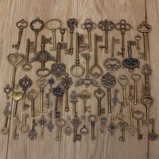 2017 Set Of 69 Keys Vintage Retro Old Look Bronze Skeleton Diy Pendant Jewelery