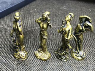 Collectible Chinese Old Antique Brass Handwork Four Beauties Ornament Statue