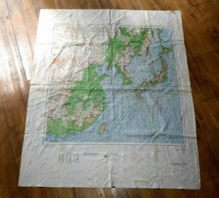 Huge Wwii Silk Aaf Chart Map Survival Central East Asia Japan China Ussr Korea
