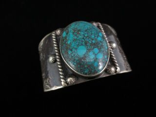 Antique Navajo Silver Wide Cuff Bracelet - Large And Heavy