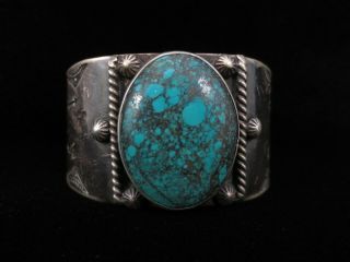 Antique Navajo Silver Wide Cuff Bracelet - Large and Heavy 8