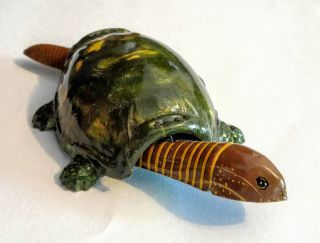 Vintage Tin Litho Metal Made In Japan Turtle Toy With Moving Head & Tail