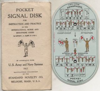 Vintage 1917 Standard Novelty Co.  U.  S.  Army & Navy Systems Pocket Signal Disk