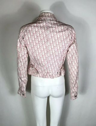 Rare Vtg Christian Dior by John Galliano Pink Monogram Jacket S 4