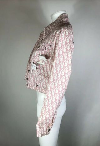 Rare Vtg Christian Dior by John Galliano Pink Monogram Jacket S 6