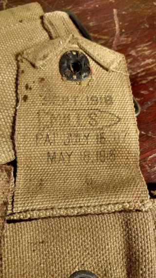 WW1 US Rifle Ammo Belt.  MFD - Mills Woven Cartridge Belt.  Worchester Mass 5