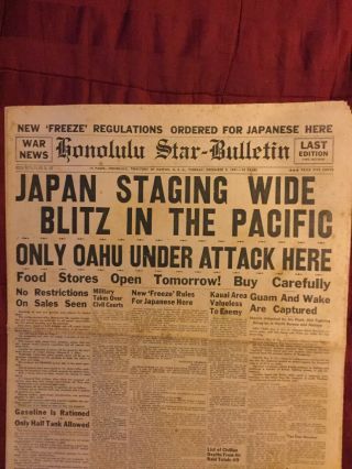 Pearl Harbor - December 9,  1941 - World War Ii - Honolulu,  Hawaii Newspaper