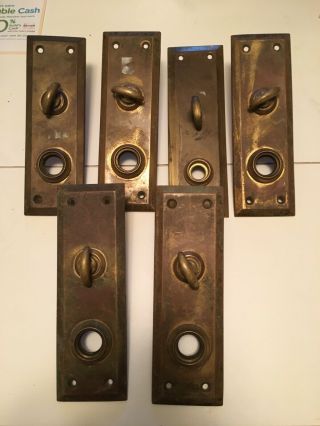 Vintage Brass Thumb Turn Door Knob Back Plates Set Of 6