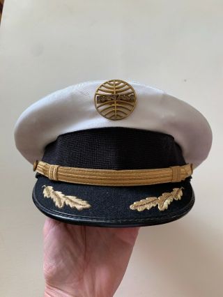 Vintage Pan Am Captain Pilot Visor Cap Hat W/ Metal Badge Rare