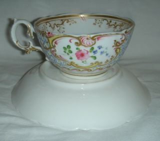 QUALITY ANTIQUE HR DANIEL MOULDED CUP & SAUCER HAND PAINTED FLOWERS 4630 10