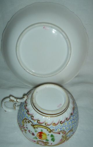 QUALITY ANTIQUE HR DANIEL MOULDED CUP & SAUCER HAND PAINTED FLOWERS 4630 11