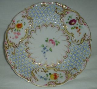 QUALITY ANTIQUE HR DANIEL MOULDED CUP & SAUCER HAND PAINTED FLOWERS 4630 6