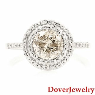 Estate Diamond 14k White Gold Halo Engagement Ring Nr