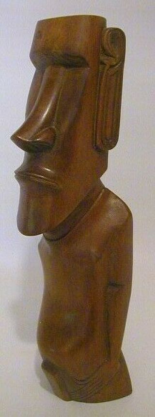 Vintage Moai Statue Carved Wood Easter Island Sculpture 1960s Pacific Islands 12