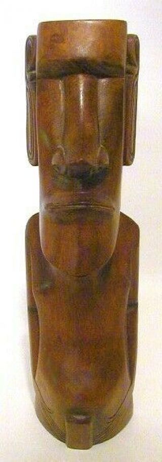 Vintage Moai Statue Carved Wood Easter Island Sculpture 1960s Pacific Islands 12 2