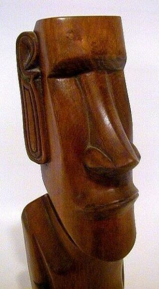 Vintage Moai Statue Carved Wood Easter Island Sculpture 1960s Pacific Islands 12 3