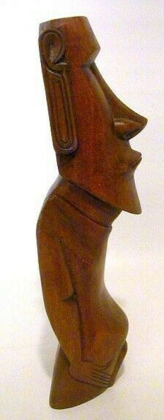 Vintage Moai Statue Carved Wood Easter Island Sculpture 1960s Pacific Islands 12 4