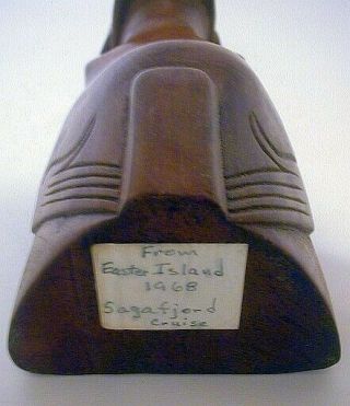 Vintage Moai Statue Carved Wood Easter Island Sculpture 1960s Pacific Islands 12 5
