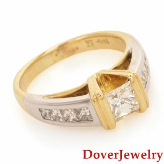 Estate Diamond 18k Gold Geometric Engagement Ring 5.  7 Grams Nr