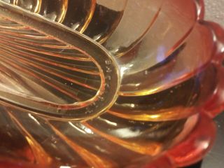 Antique Crystal Baccarat Depose` Bambous Swirl Amberina Vanity Comb Dish
