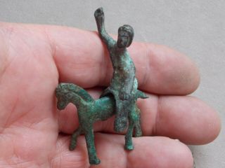 Ancient European Celtic Bronze Horse And Rider Rare
