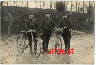 French Wwi Soldiers With Bicycle Photo 1915 Photo