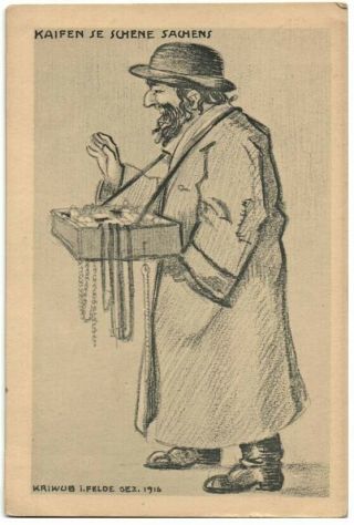 German Wwi Jewish Peddler Kaifen Se Schene Sachens Postcard 1917