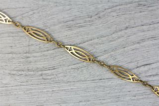 Vintage Mid Century 14k Gold Bracelet Filigree Chain Link Retro Luxury 7.  5 "