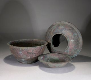Antique Chinese Bronze Three Piece Censer 2