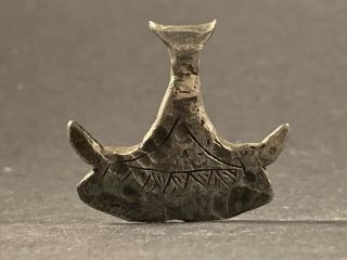 Very Rare Ancient Viking Norse Silver Longship Pendant Amulet Circa 950 - 1000 Ad