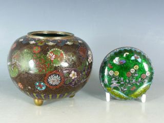Japanese Cloisonne Enamel Vase And Box 19thc