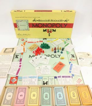 Vintage Parker Brothers 1954 Monopoly Game 100 Complete