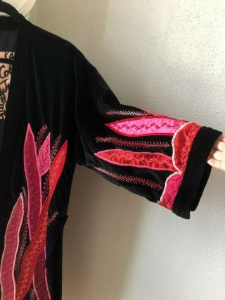 Vintage Magenta Heavily Embroidered Velvet Cocoon Jacket