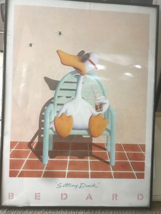 Vintage 1982 Bedard Sitting Duck Art 80’s Artwork Professional Frame 2