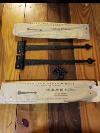 Vintage Hardware Fired Iron Strap Hinges Black